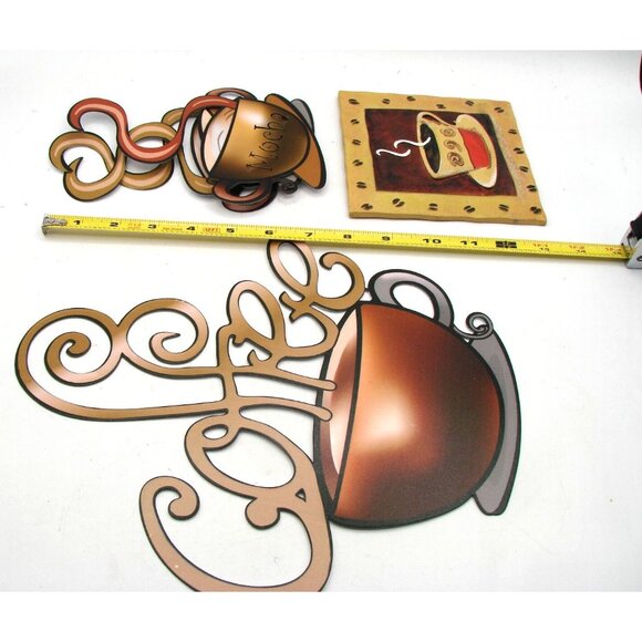 Lot 5 Coffee Bar Metal Wall Decor Latte Mocha Java Cups Mug Sign Plaque Ceramic - Picture 14 of 14